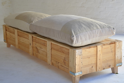 008 Crate seating with chunky linen cushions 